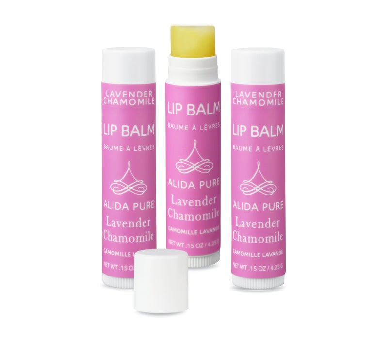 ALIDA PURE Lavender Chamomile Lip Balm Collection Vegan Set Beeswax Free with Organic Jojoba and Avocado Oil Vitamin E Natural Moisturizer for Dry Chapped Lips 3 Tube Set